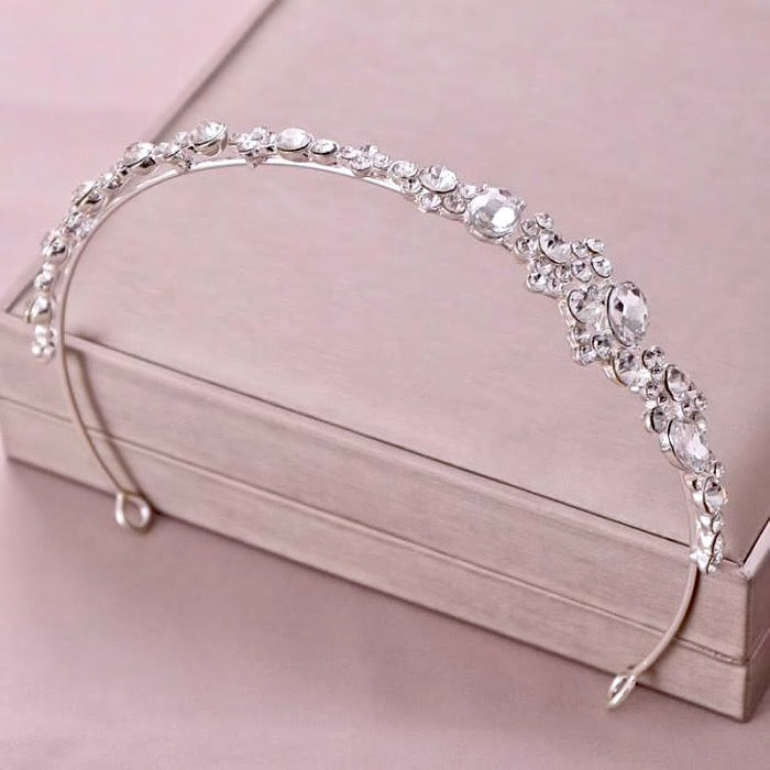 Wedding Hair Accessories - Crystal Bridal Side Headband - Available in Rose Gold and Silver