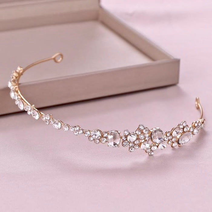 Wedding Hair Accessories - Crystal Bridal Side Headband - Available in Rose Gold and Silver