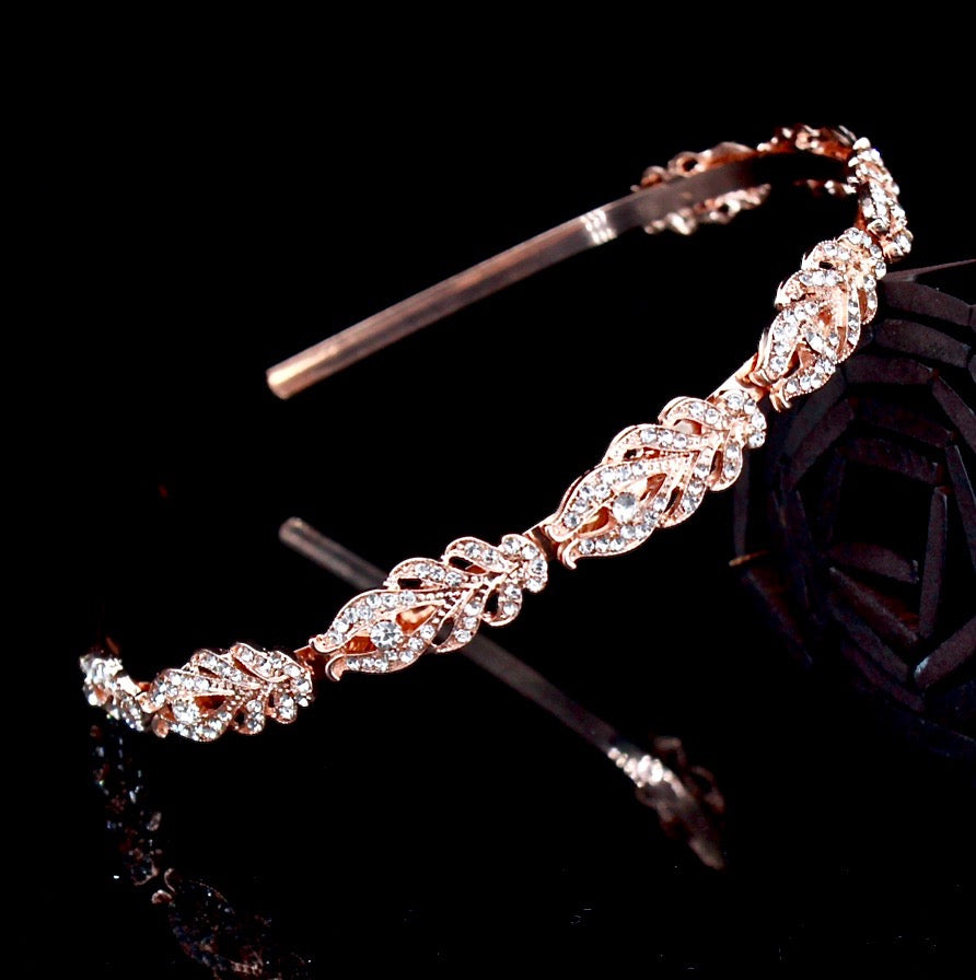 Wedding Hair Accessories - Crystal Bridal Headband - Available in Rose Gold, Silver and Yellow Gold