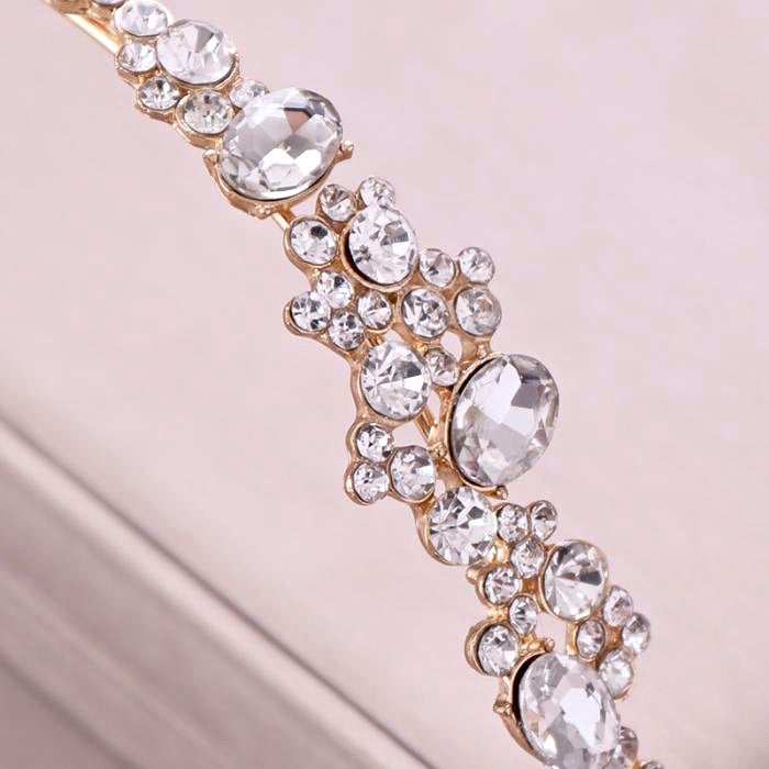 Wedding Hair Accessories - Crystal Bridal Side Headband - Available in Rose Gold and Silver