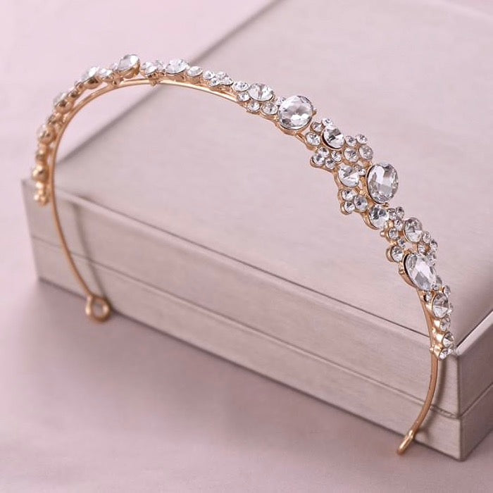 Wedding Hair Accessories - Crystal Bridal Side Headband - Available in Rose Gold and Silver