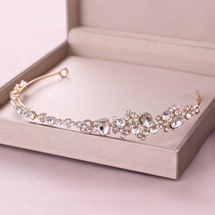 Wedding Hair Accessories - Crystal Bridal Side Headband - Available in Rose Gold and Silver