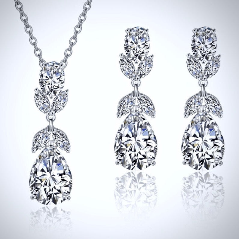 Wedding Jewelry - Silver Cubic Zirconia Bridal Jewelry Set