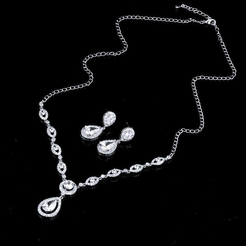Wedding Jewelry - Silver Cubic Zirconia Bridal Jewelry Set
