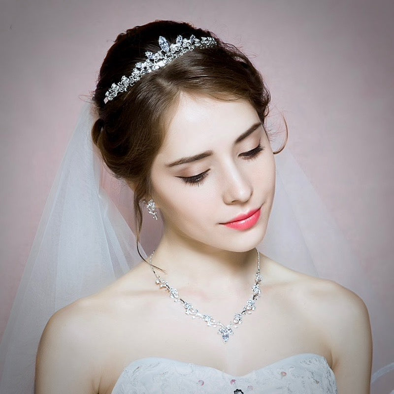 Wedding Jewelry - Silver Cubic Zirconia Bridal Jewelry Set