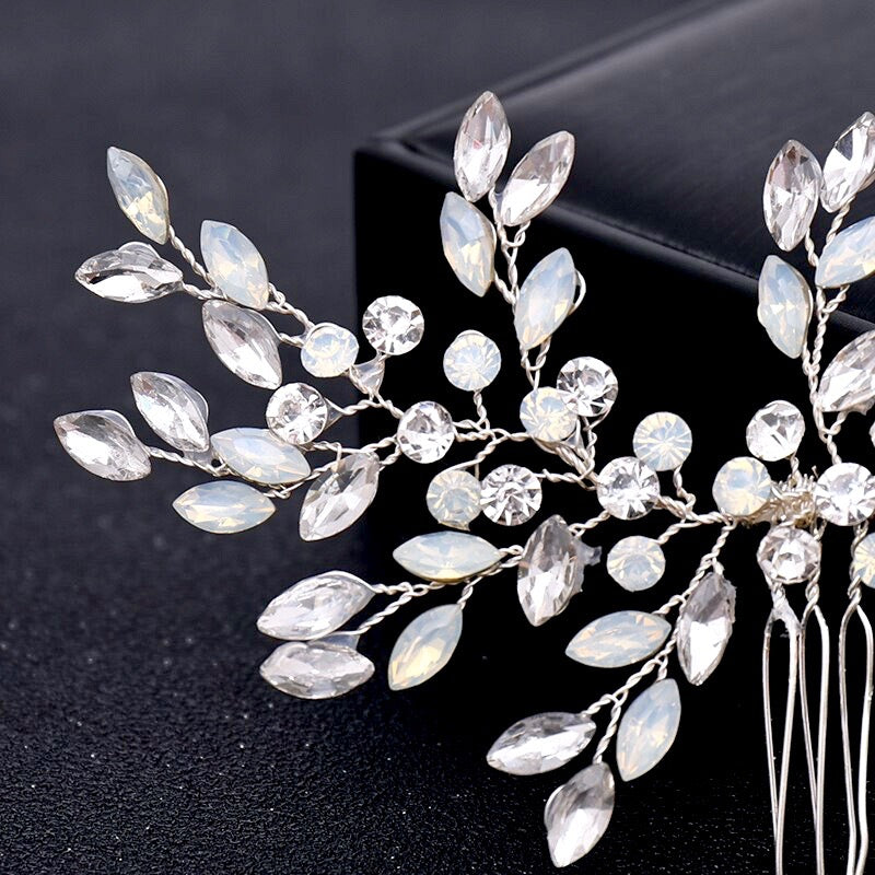 Wedding Hair Accessories -  Opal Bridal Hair Comb