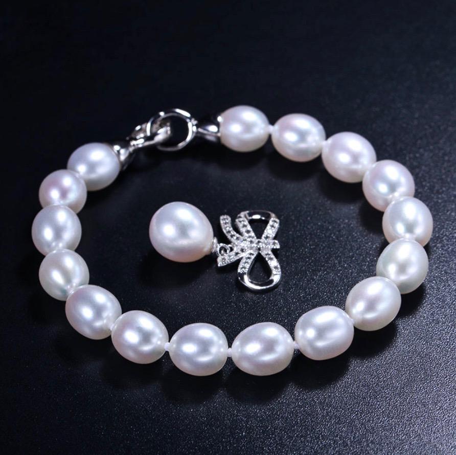 Pearl Wedding Jewelry - Sterling Silver Pearl and Cubic Zirconia Bridal Bracelet - More Colors