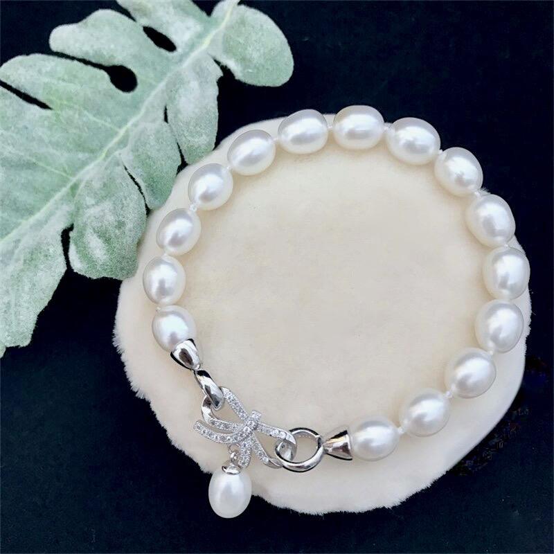 Pearl Wedding Jewelry - Sterling Silver Pearl and Cubic Zirconia Bridal Bracelet - More Colors