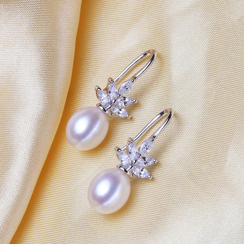 Wedding Jewelry - Pearl and Cubic Zirconia Snowflake Bridal Earrings - More Colors