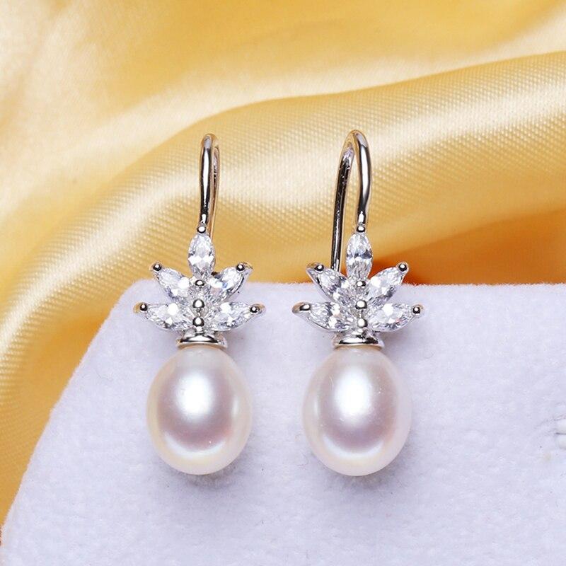 Wedding Jewelry - Pearl and Cubic Zirconia Snowflake Bridal Earrings - More Colors