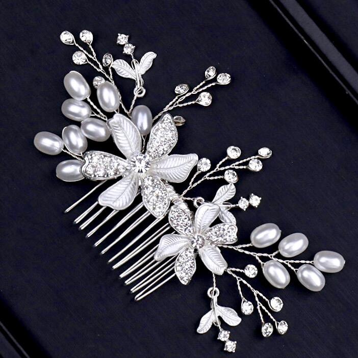 Wedding Hair Accessories - Pearl Bridal Hair Comb - Available in Silver and Rose Gold