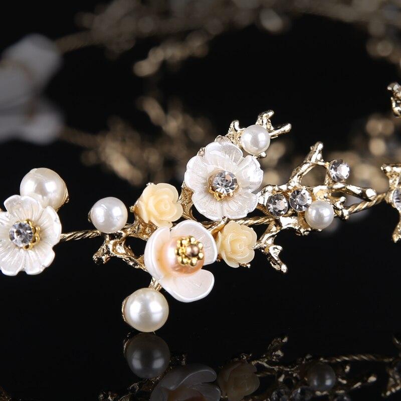 Wedding Hair Accessories - Pearl and Crystal Bridal Headband - Available in Yellow Gold, Rose Gold and Silver