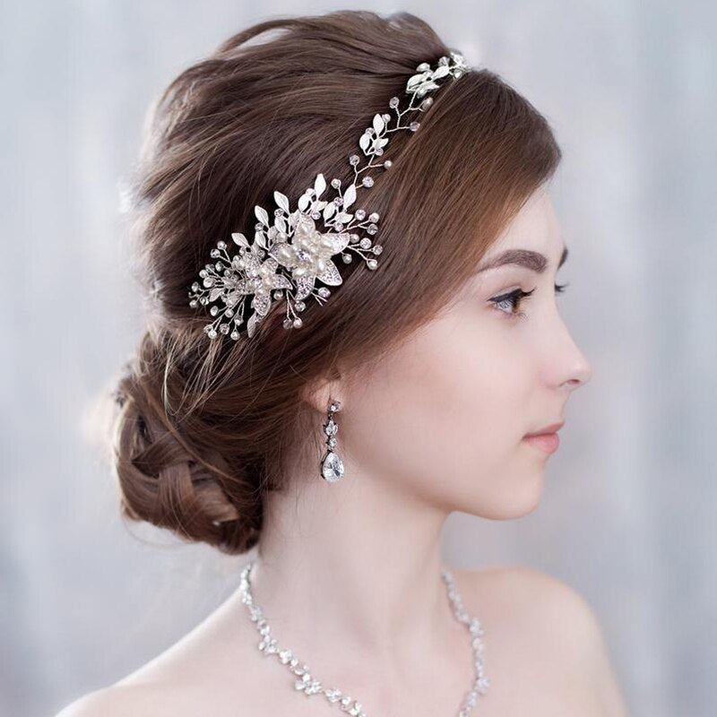 Wedding Hair Accessories - Pearl and Crystal Bridal Headband - More Colors