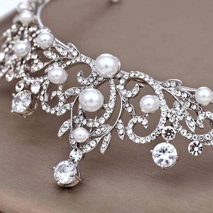 Wedding Hair Accessories - Pearl and Rhinestone Bridal Tiara