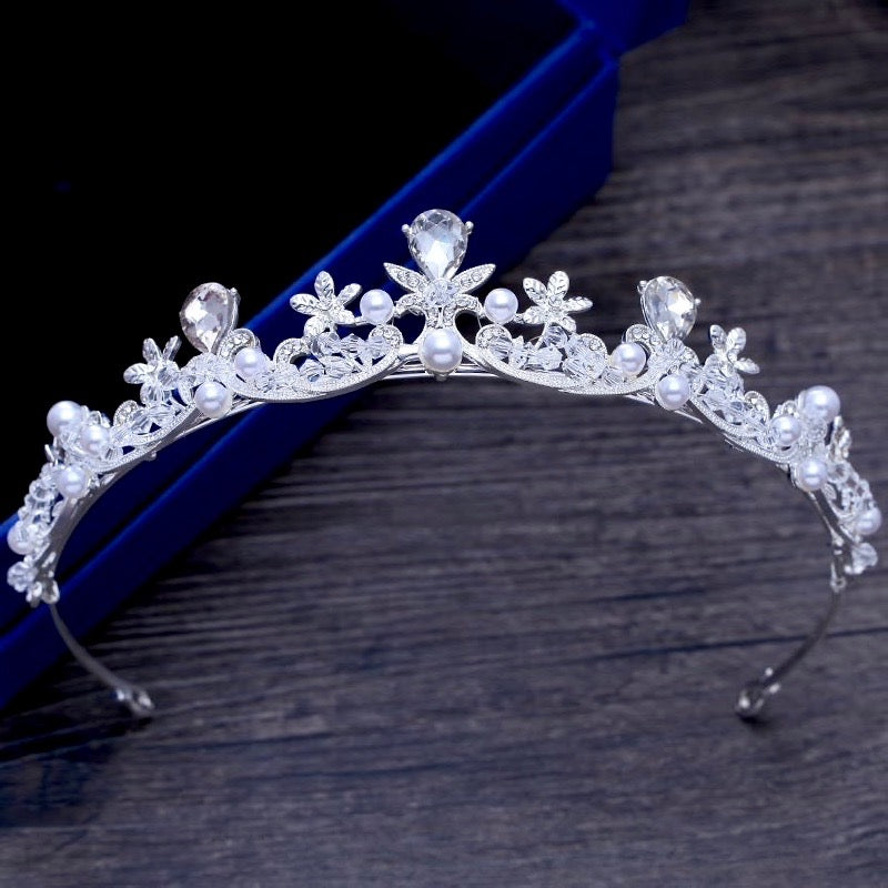 Wedding Hair Accessories - Pearl and Cubic Zirconia Bridal Tiara