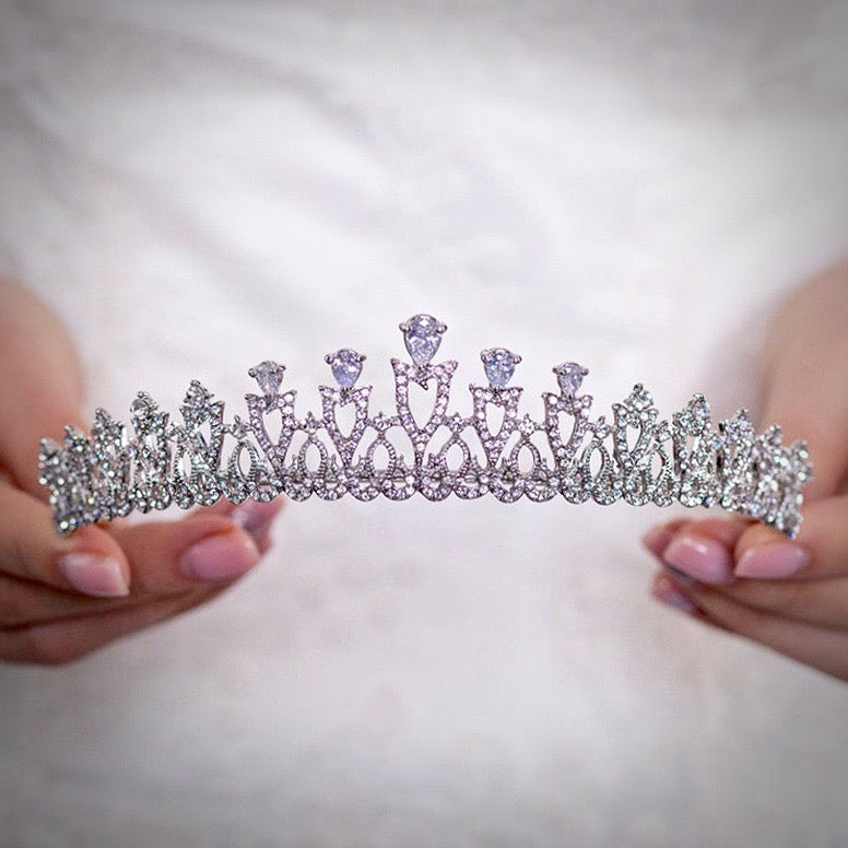 Wedding Hair Accessories - Silver Cubic Zirconia Bridal Tiara