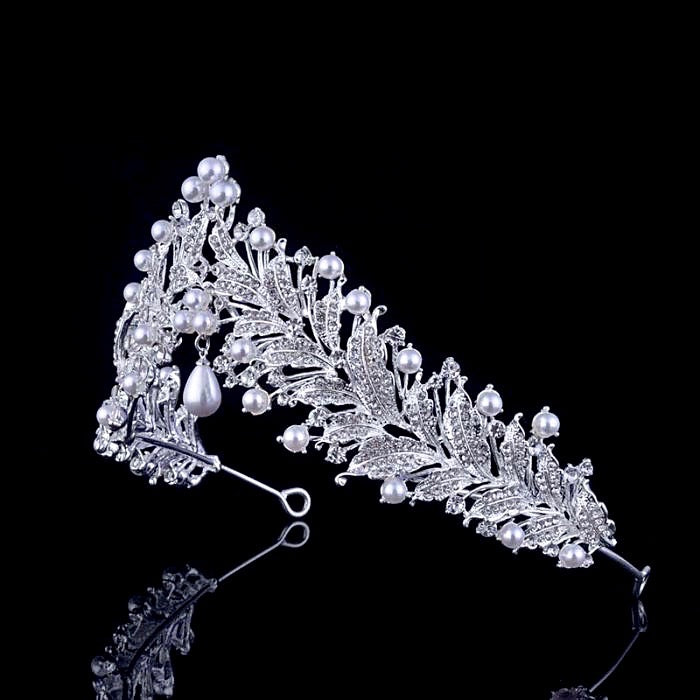 Wedding Hair Accessories - Pearl and Cubic Zirconia Bridal Tiara