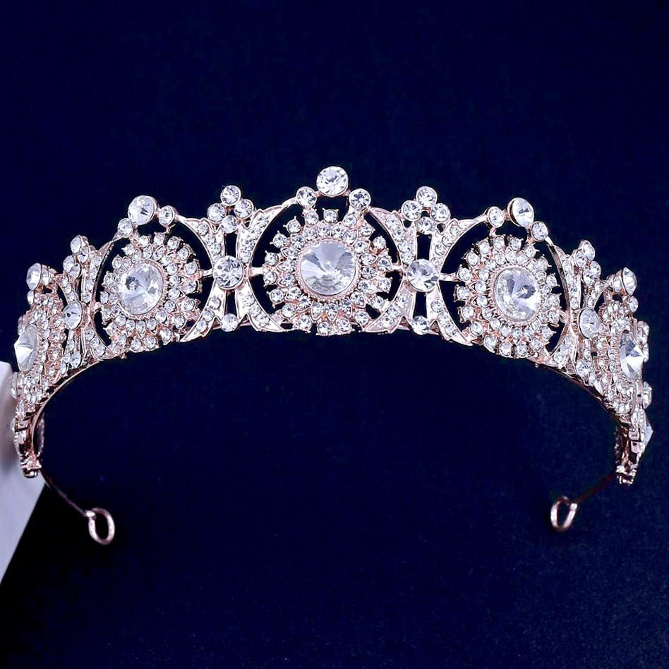 Wedding Hair Accessories - Rhinestone Bridal Tiara - Available in Rose Gold and Silver