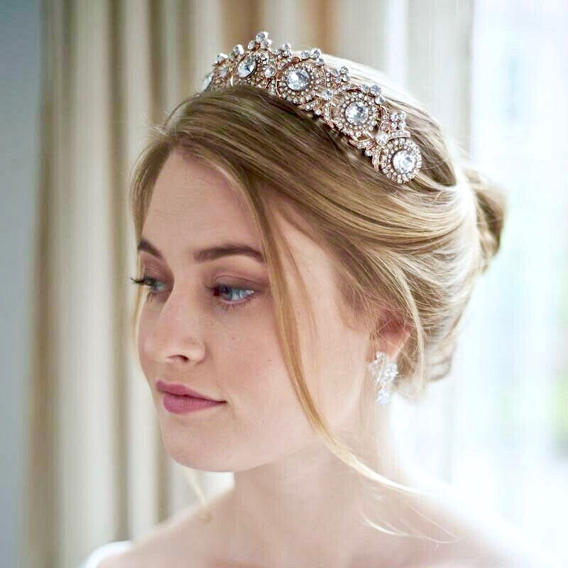 Wedding Hair Accessories - Rhinestone Bridal Tiara - Available in Rose Gold and Silver