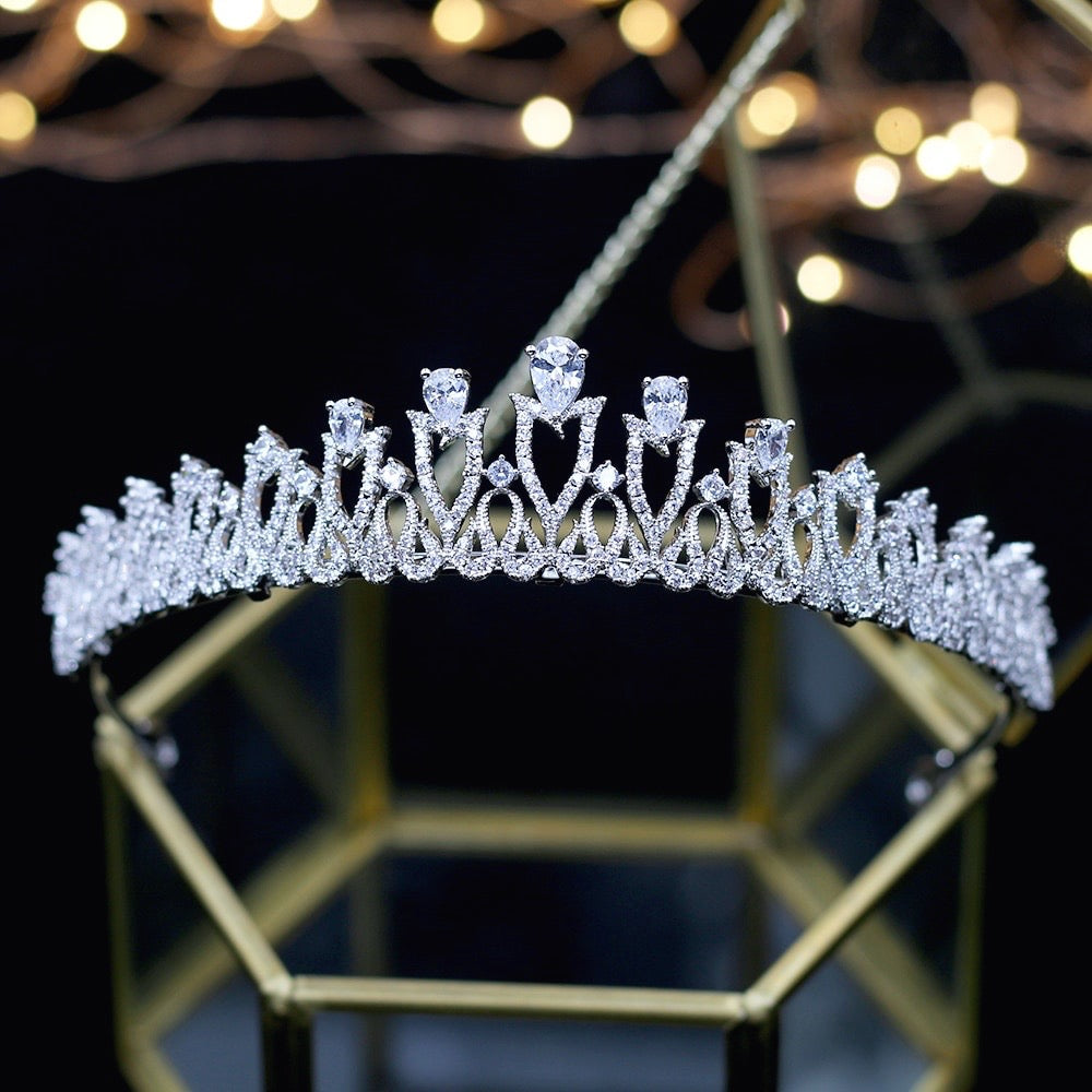 Wedding Hair Accessories - Silver Cubic Zirconia Bridal Tiara