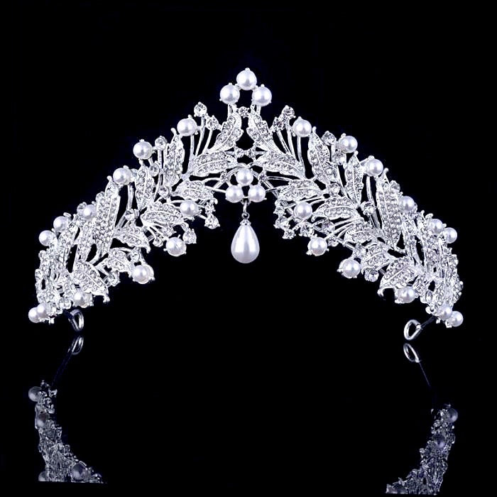 Wedding Hair Accessories - Pearl and Cubic Zirconia Bridal Tiara