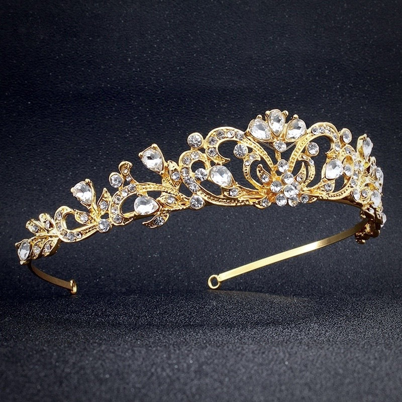 Wedding Hair Accessories - Rhinestone Bridal Tiara - Available in Silver and Yellow Gold