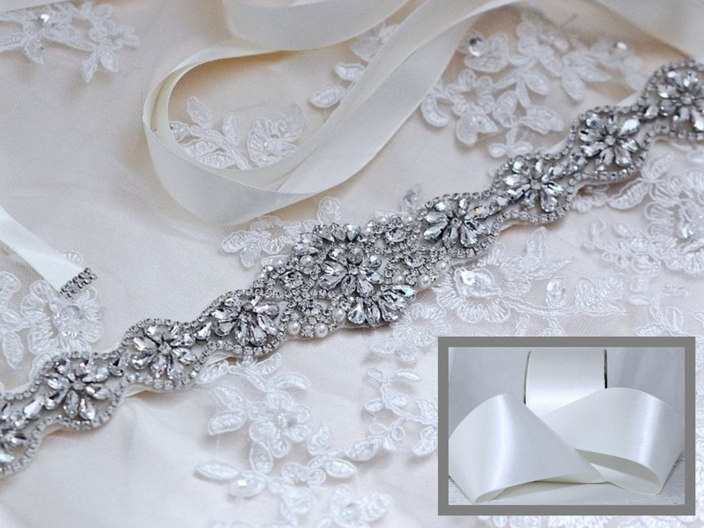 Wedding Accessories - Silver Crystal Bridal Belt/Sash