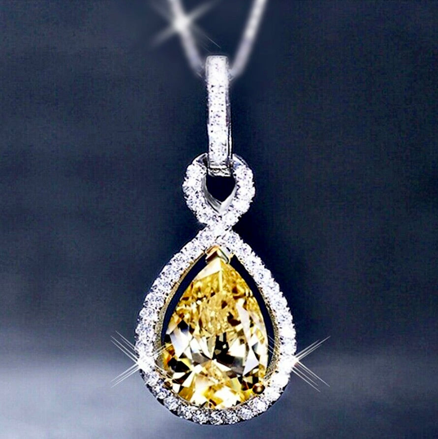 Wedding Jewelry - Yellow Cubic Zirconia Bridal Necklace 