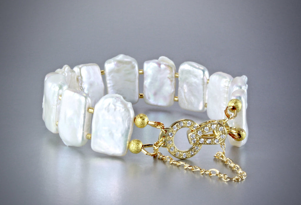 "Arianna" - Cultured Pearl Bridal Bracelet/Earrings/Set