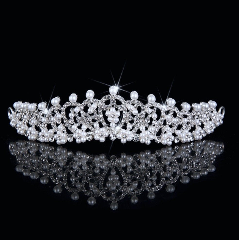 Wedding Pearl Jewelry - Pearl and Cubic Zirconia Bridal Tiara