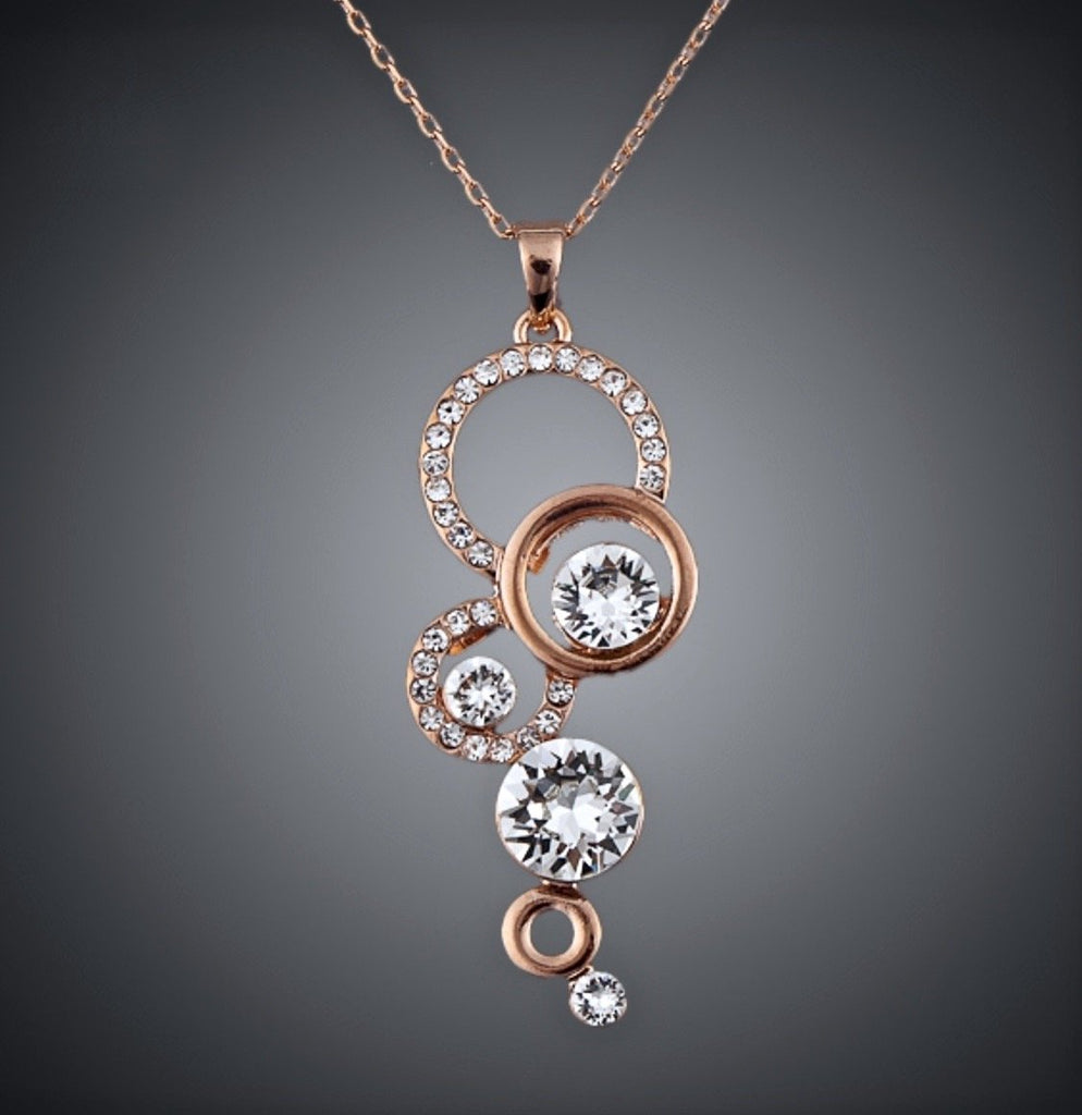 "Bubbles" - Cubic Zirconia Rose Gold Necklace