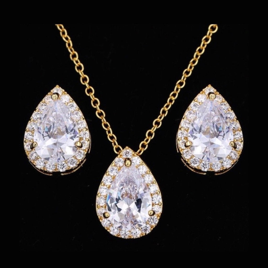 "Tina" - Cubic Zirconia Jewelry Set - Available in Silver, Rose Gold and Yellow Gold