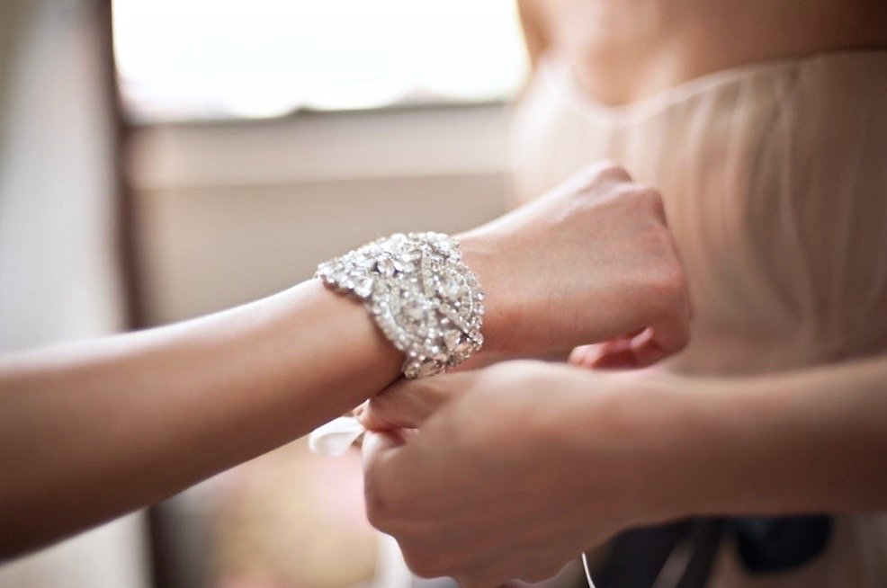 Wedding Jewelry - Pearl and Crystal Wedding Wrist Corsage Cuff Bracelet - Available in Silver and Rose Gold