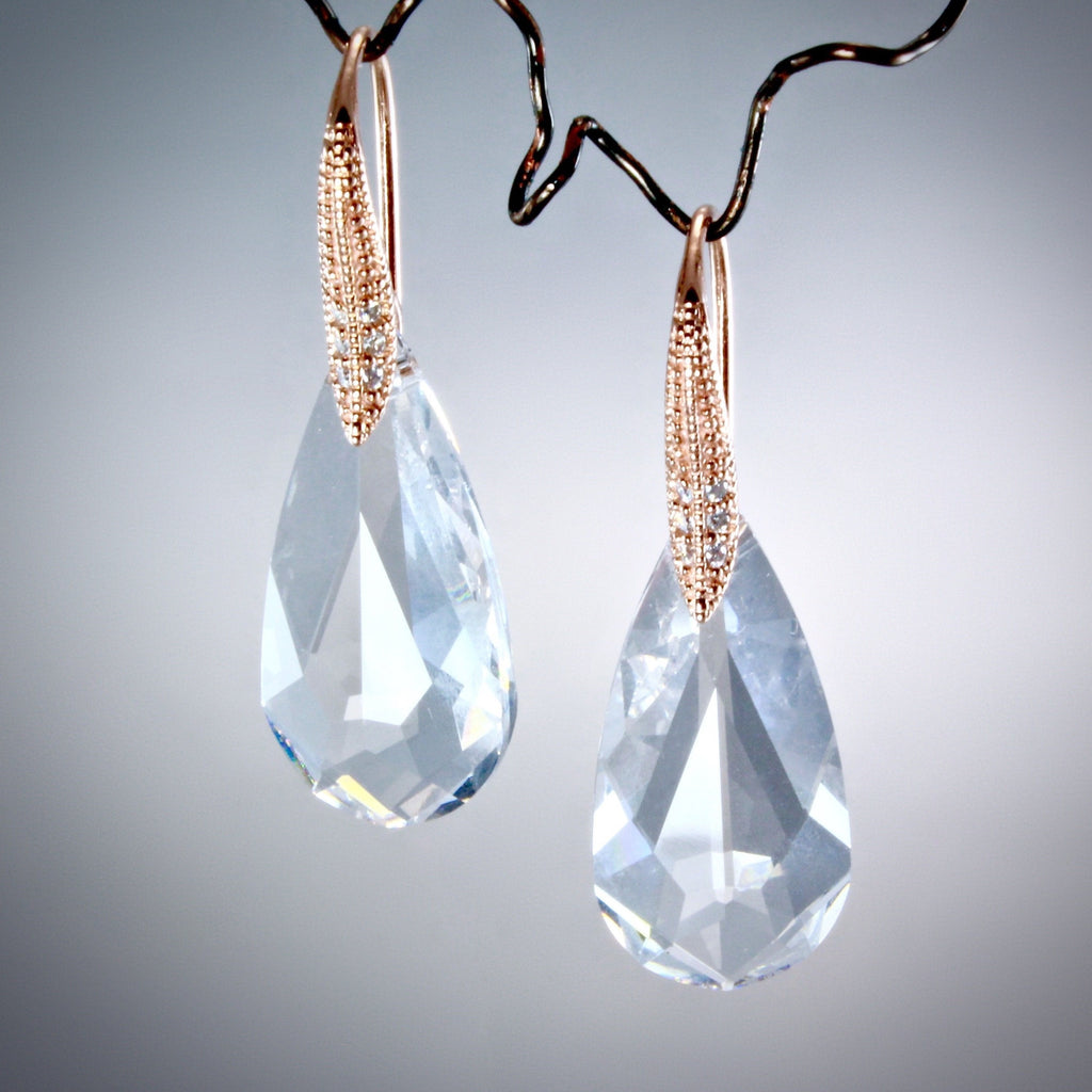 "Astra" - Rose Gold Swarovski Crystal Earrings 