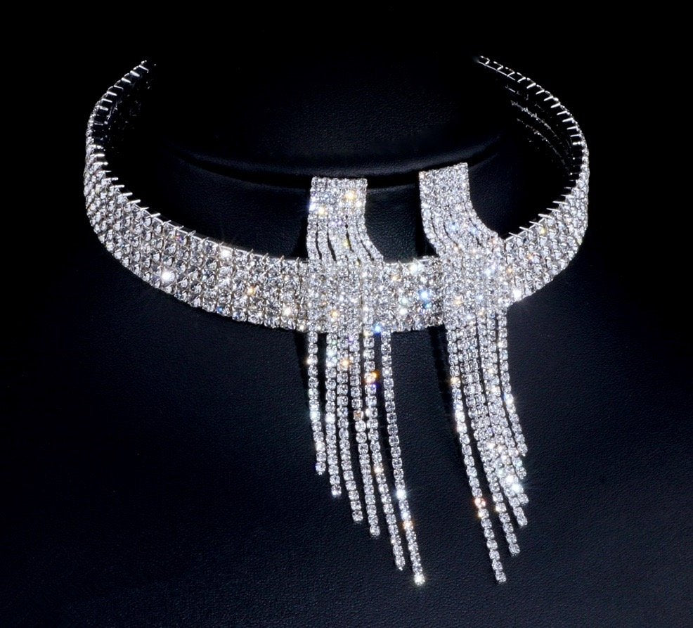 "Melissa" - Silver Rhinestone Three-Piece Bridal Jewelry Set