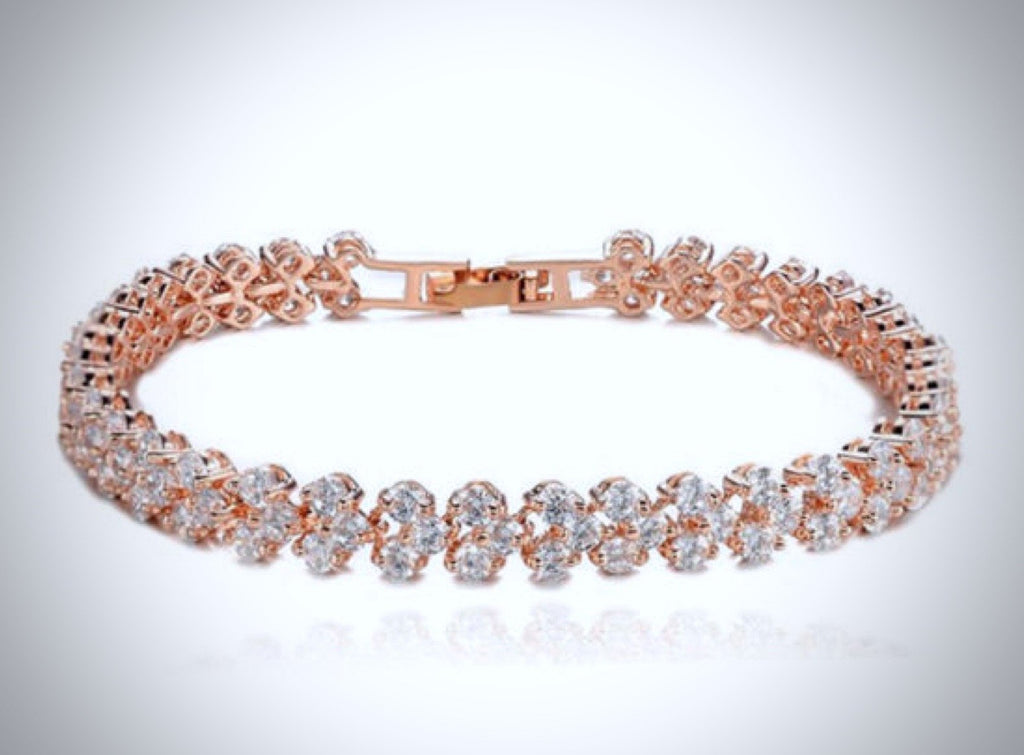 Wedding Jewelry - Cubic Zirconia Bracelets - Available in Silver, Yellow Gold and Rose Gold