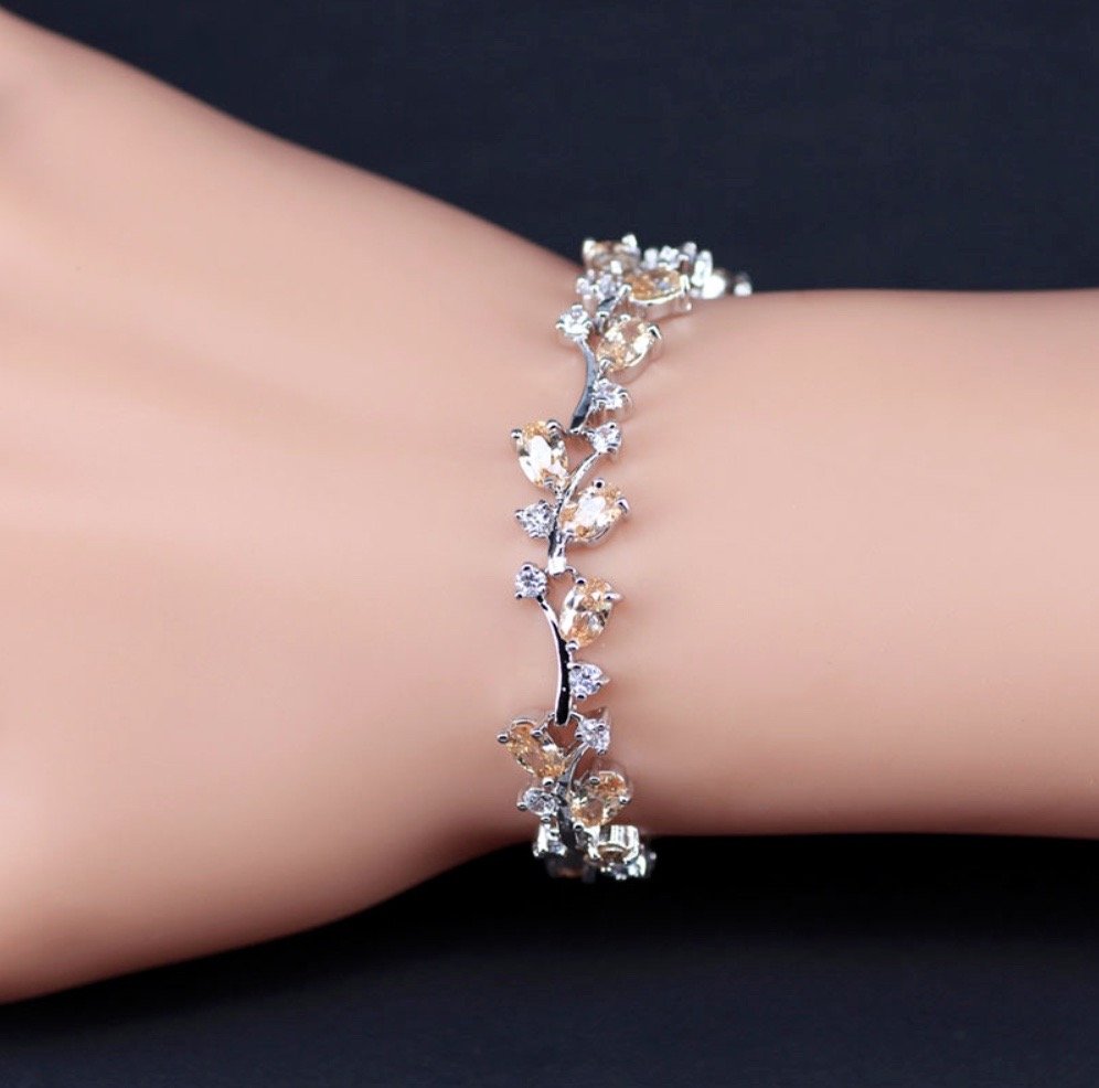 Wedding Jewelry - Cubic Zirconia Vine Bridal Bracelet - More colors available