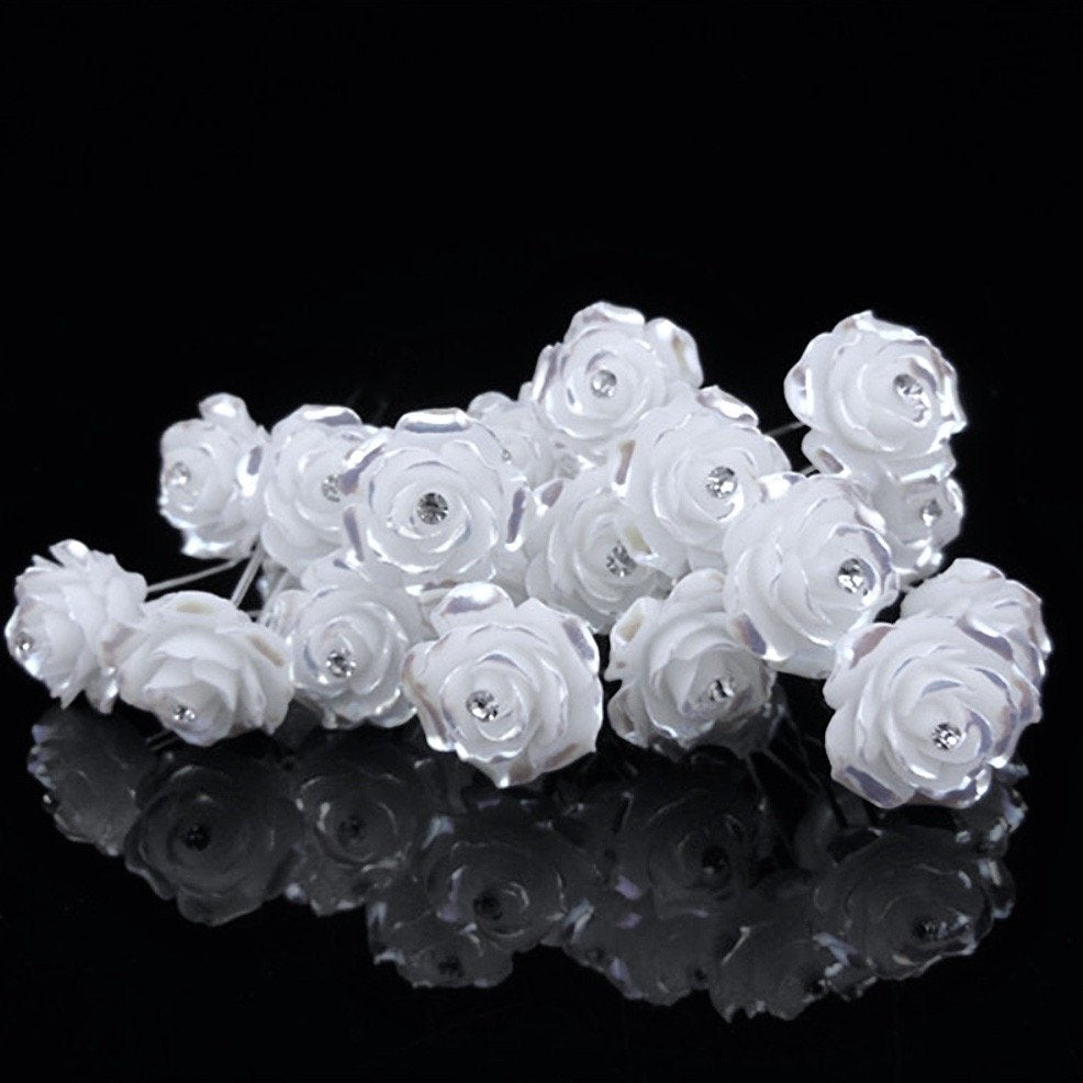 Wedding Hair Accessories - Pearl and Crystal Bridal Hair Pins - Set of 10