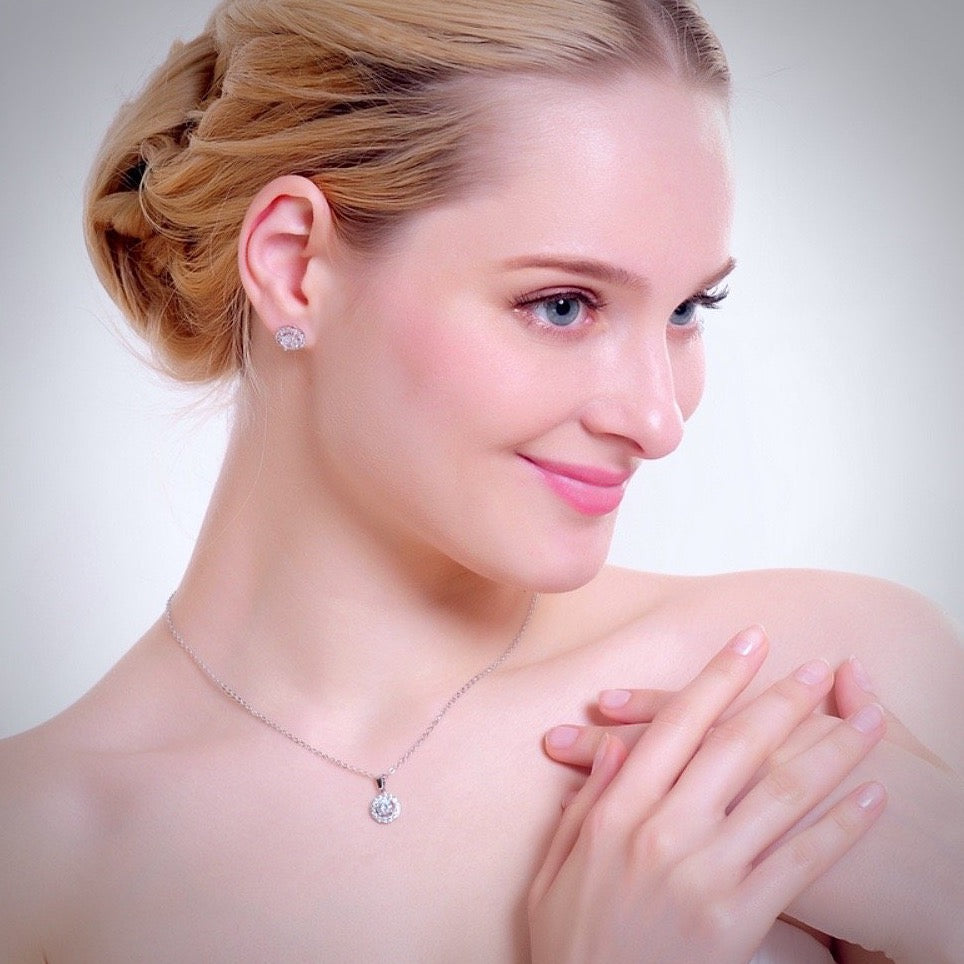 Pandora Bridesmaid Necklace and Earrings Set Available in Rose Gold, Silver and Yellow Gold