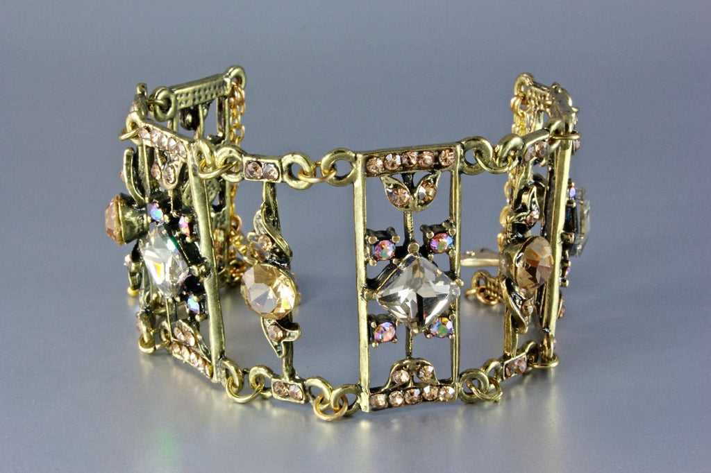 "Ladder To My Heart" - Swarovski Crystal and Antiqued Brass Bracelet
