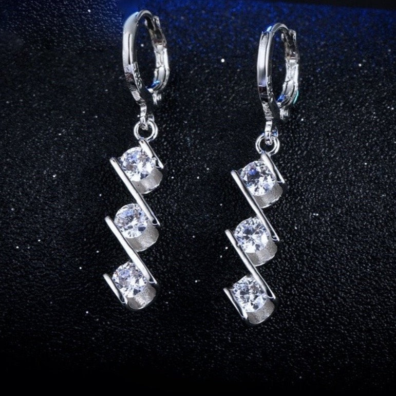 "Ayana" - Cubic Zirconia and Sterling Silver Bridal Necklace and Earrings Set