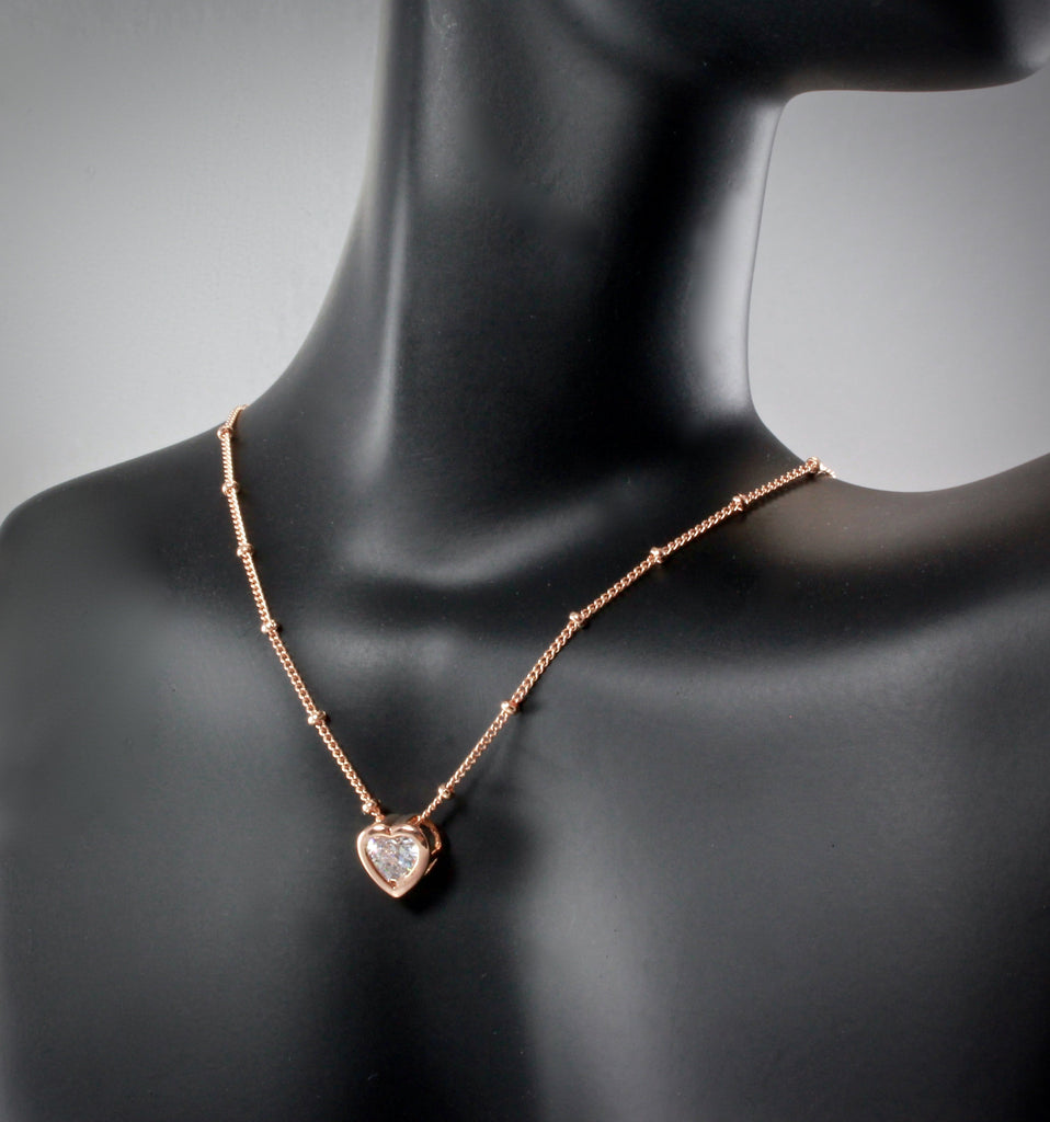 "Amelia" - Bridal Heart Necklace - Available in Rose Gold, Silver and Yellow Gold