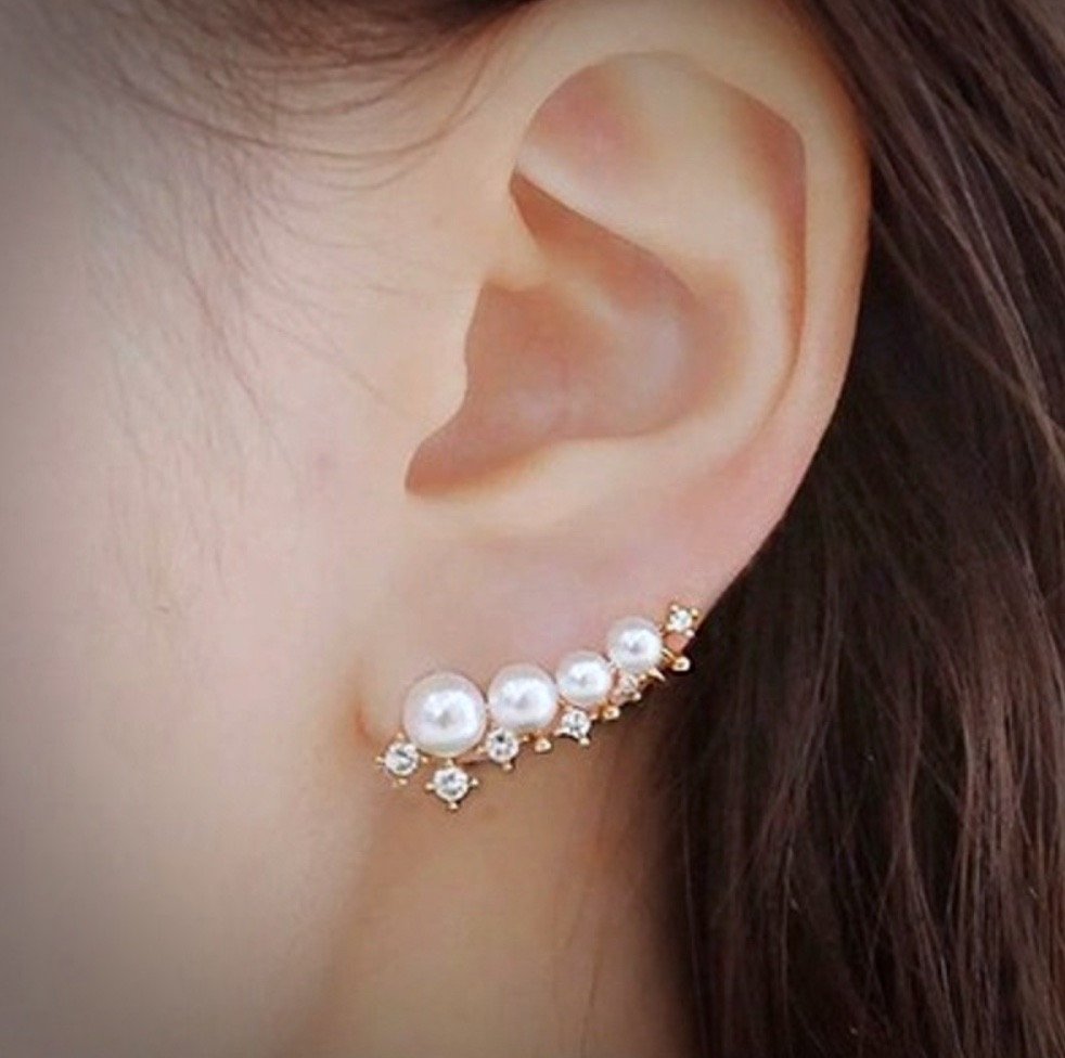 "Carly" - Pearl and Cubic Zirconia Bridal Earrings 