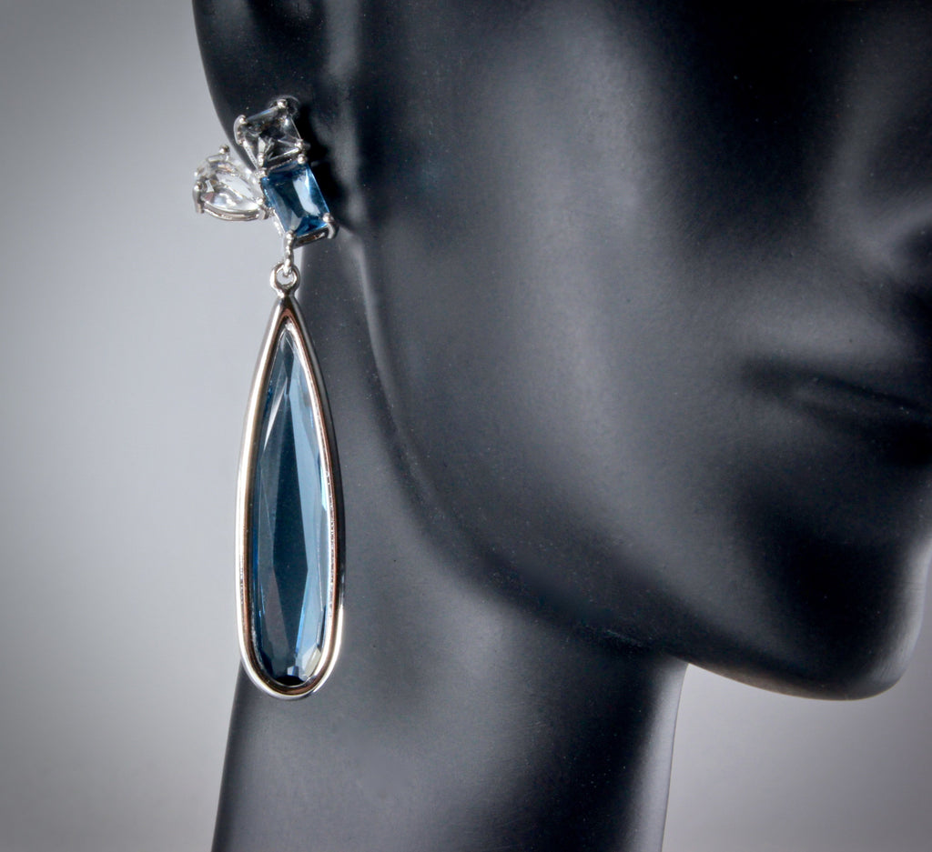 "Enya" - Blue Marquise Cubic Zirconia Earrings