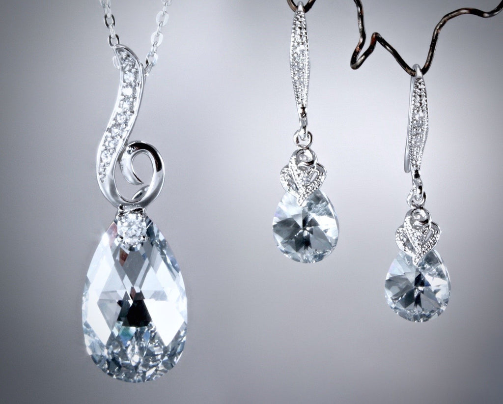 "Mia" - Swarovski Crystal and Sterling Silver Necklace and Earrings Set 