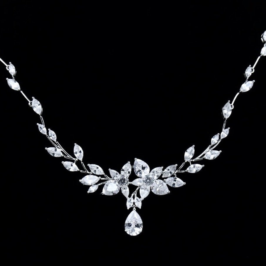 Wedding Jewelry - Silver Cubic Zirconia Bridal Jewelry Set