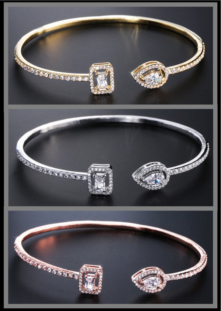 Wedding Jewelry - Cubic Zirconia Bridal Bracelet - Available in Silver, Rose Gold and Yellow Gold 
