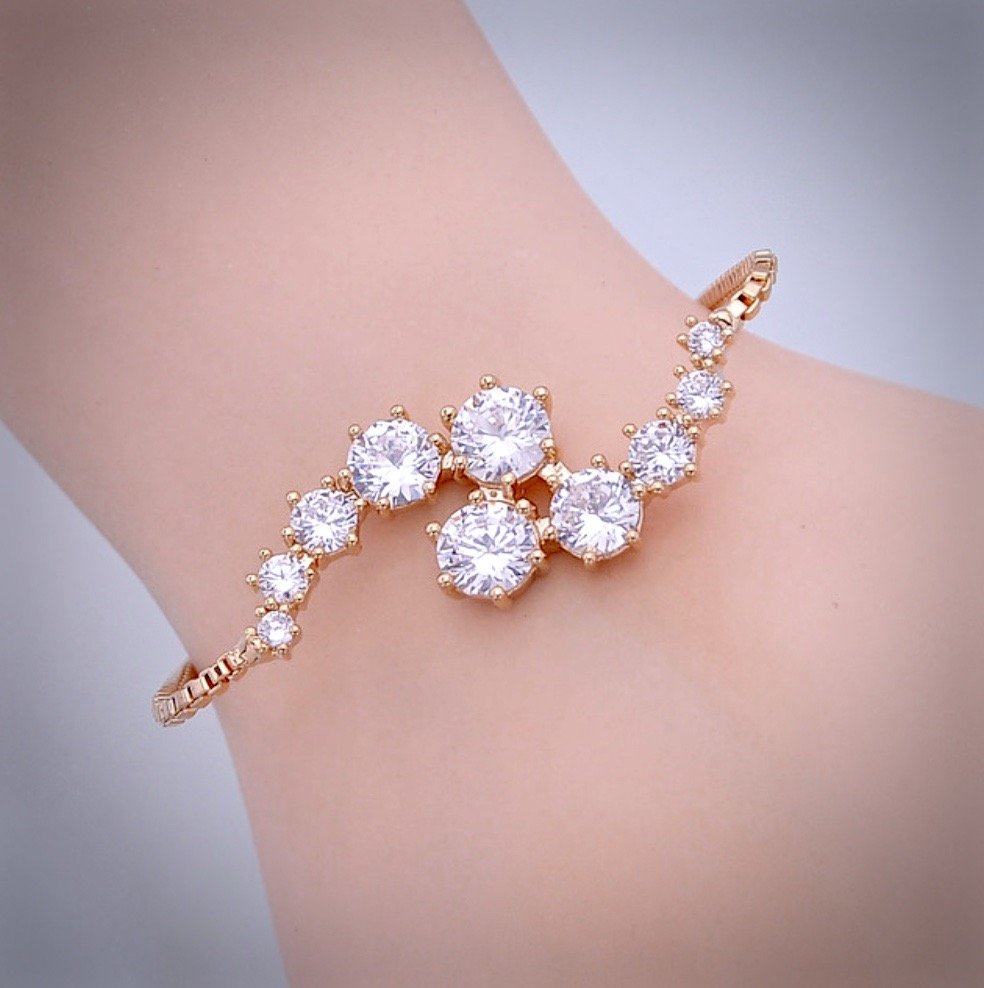 "Denise" - Cubic Zirconia Adjustable Bracelet - Available in Silver, Rose Gold and Yellow Gold