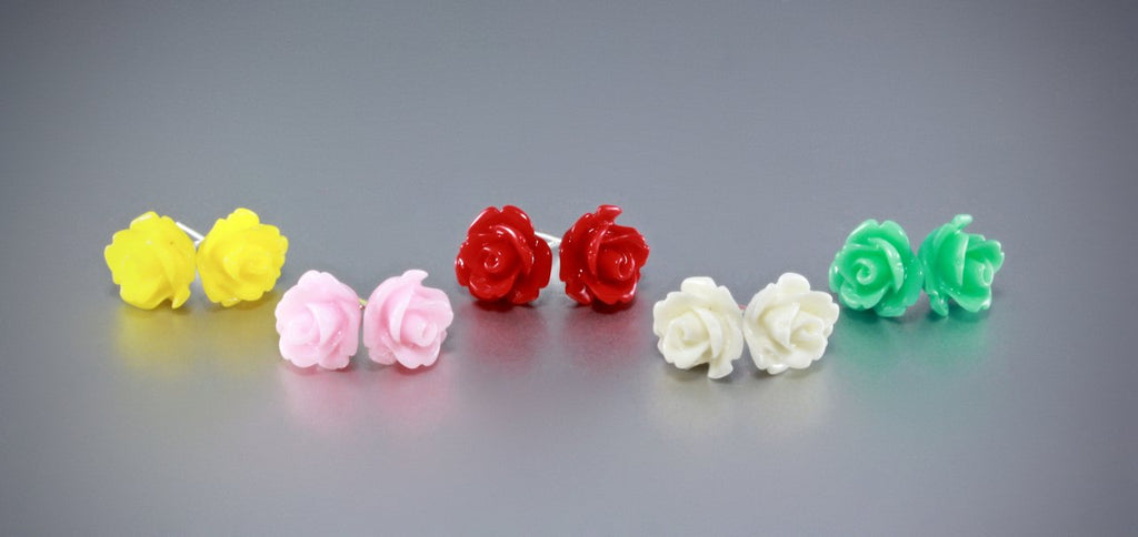 "Ava" - Flower Girl Colorful Rose Stud Earrings 