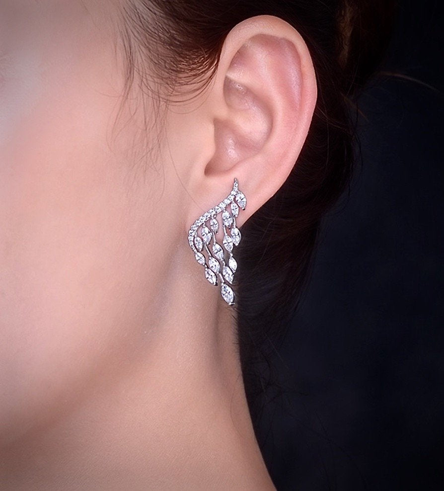 Wedding Jewelry - Cubic Zirconia Bridal Earrings - Available in Silver, Rose Gold and Yellow Gold